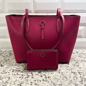 Kate Spade Cranberry Adel Tote and Bi-fold Wallet Set NWOT